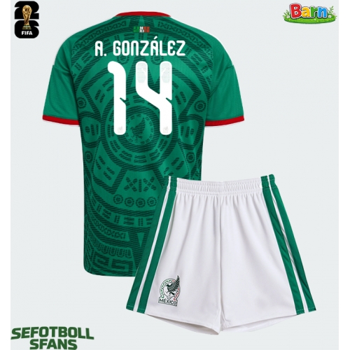Mexiko Armando Gonzalez #14 Hemmaställ Barn VM 2026 Kortärmad (+ Korta byxor)
